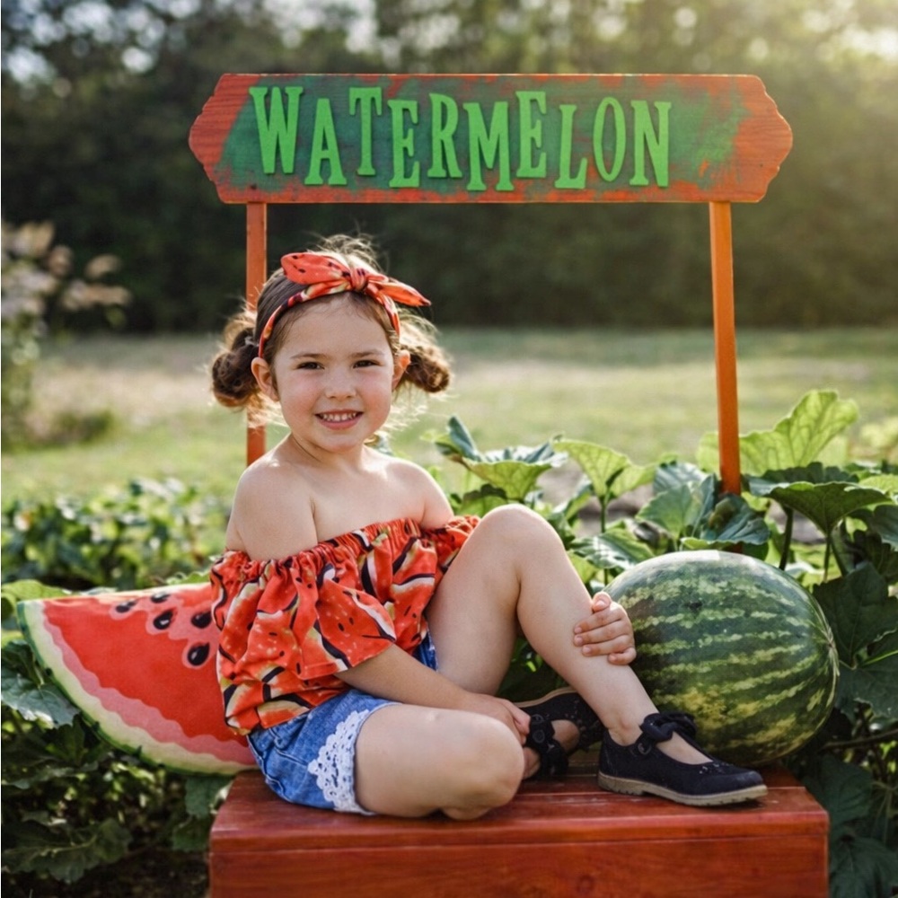 Watermelon Off-Shoulder Top | 100% Cotton | Summer baby sweet one birthday
